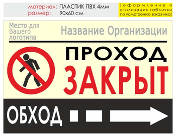 Информационный щит "обход справа" (пластик, 90х60 см) t08 - Охрана труда на строительных площадках - Информационные щиты - ohrana.inoy.org