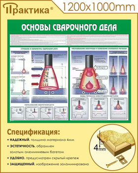 C35 Стенд основы сварочного дела (1200х1000 мм, пластик ПВХ 3 мм, алюминиевый багет золотого цвета) - Стенды - Тематические стенды - ohrana.inoy.org