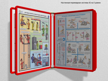 Настенная перекидная система а2 на 5 рамок (красная) - Перекидные системы для плакатов, карманы и рамки - Настенные перекидные системы - ohrana.inoy.org